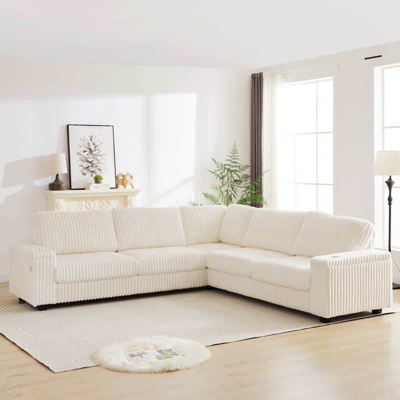 110 Inch Oversized Corduroy Corner Sofa